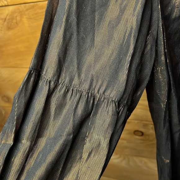 Anthropologie‎ Amadi women’s Merry Metallic Lurex Blouse top Lg Bronze new years - Picture 9 of 10